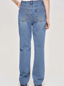 Frauen Source Unknown Denim<Durchgehende Slim-Jeans, Mittelblau
