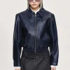 Frauen Source Unknown Zubehör<Ennio Kunstleder-Bomberjacke, Marineblau
