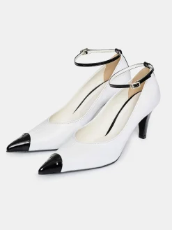 Frauen Source Unknown Schuhe & Taschen<Ester Bicolor-Absatze Mit Knochelriemen, Weis