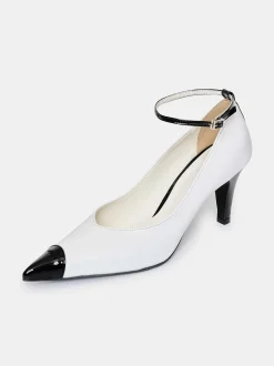 Frauen Source Unknown Schuhe & Taschen<Ester Bicolor-Absatze Mit Knochelriemen, Weis