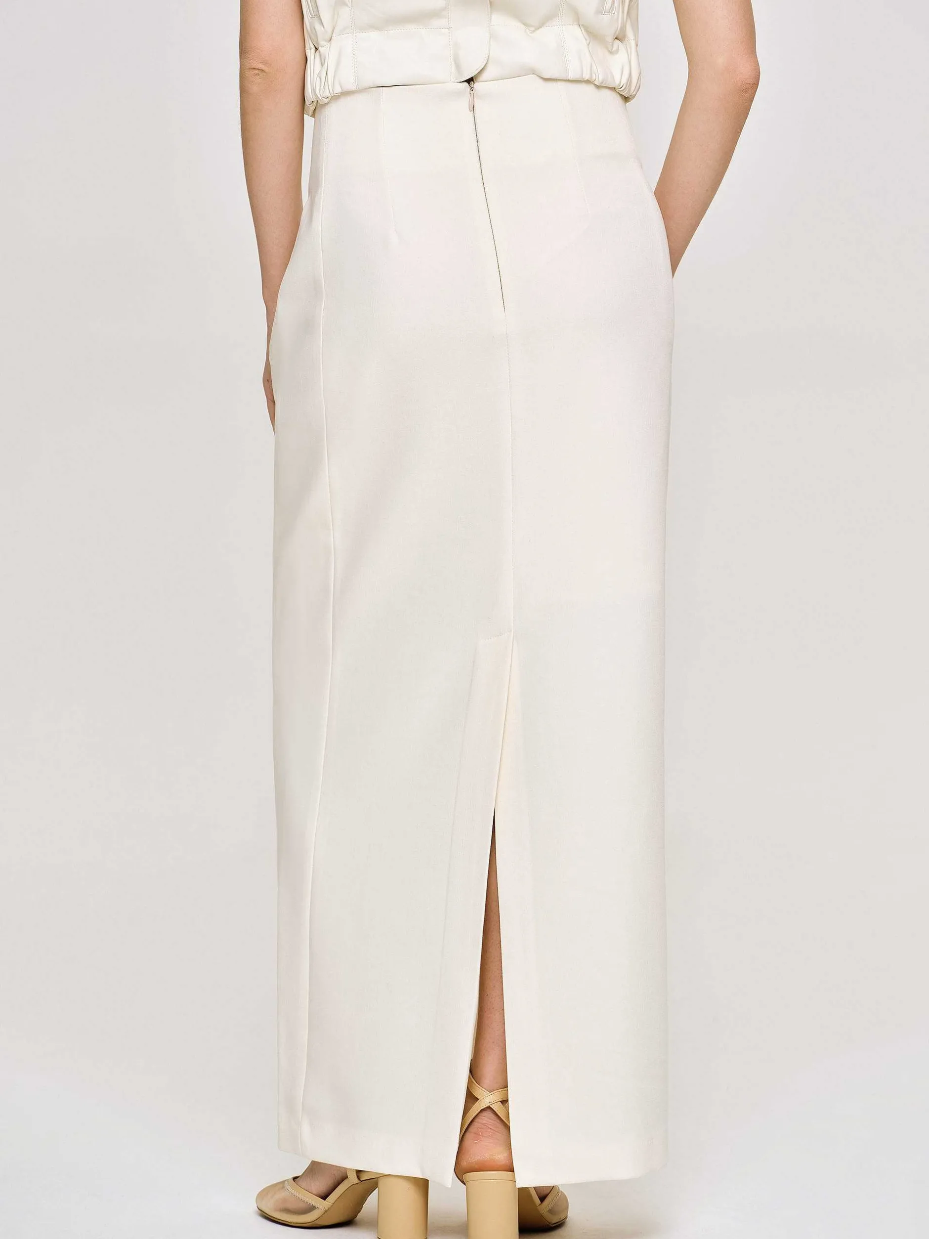 Frauen Source Unknown Kleidung<Fliesender Rock Mit Hoher Taille, Elfenbein