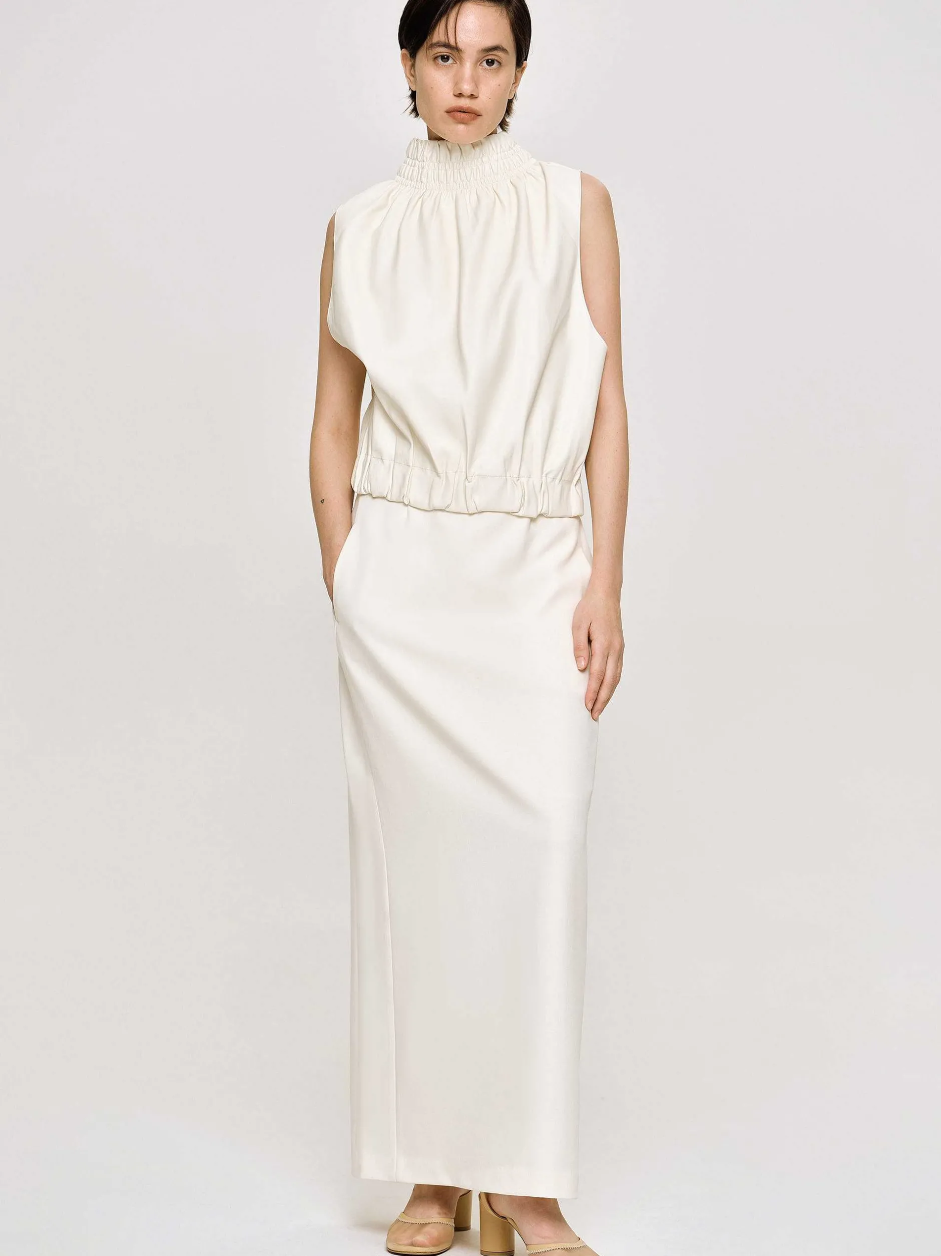Frauen Source Unknown Kleidung<Fliesender Rock Mit Hoher Taille, Elfenbein