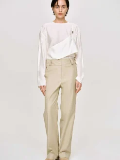 Frauen Source Unknown Kleidung<Gabardine-Hose Mit Geradem Bein, Beige