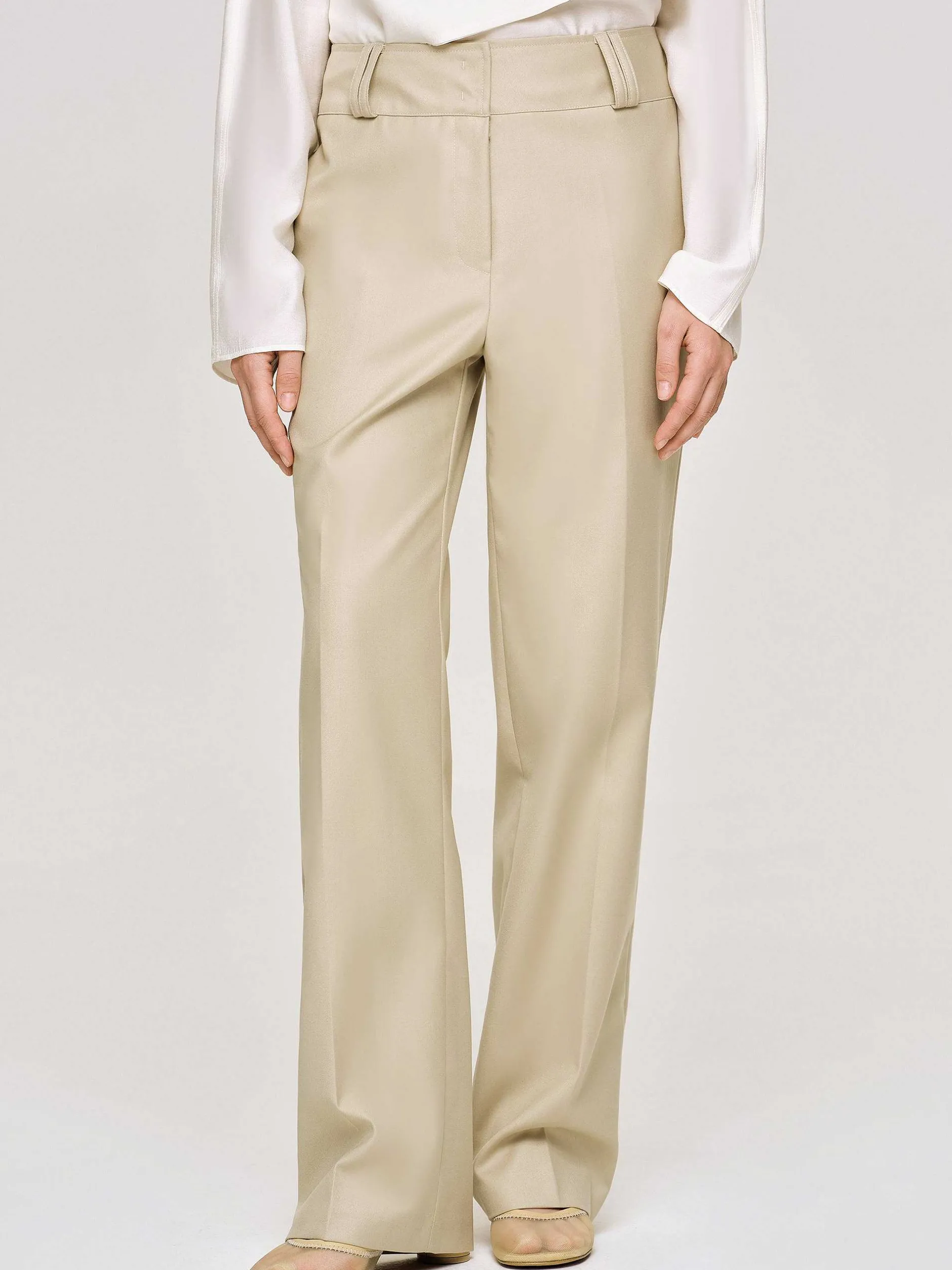 Frauen Source Unknown Kleidung<Gabardine-Hose Mit Geradem Bein, Beige
