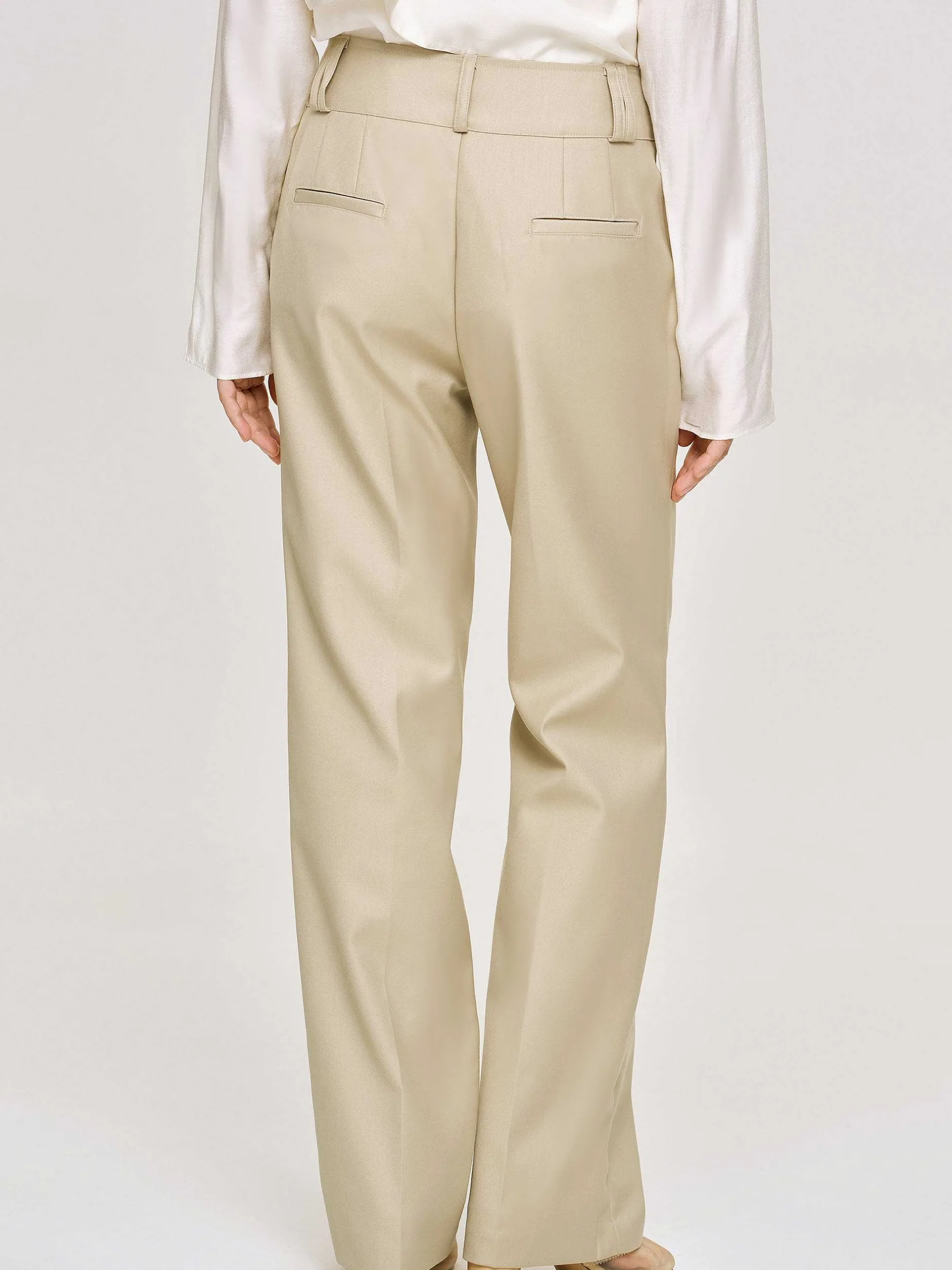 Frauen Source Unknown Unterteile<Gabardine-Hose Mit Geradem Bein, Beige