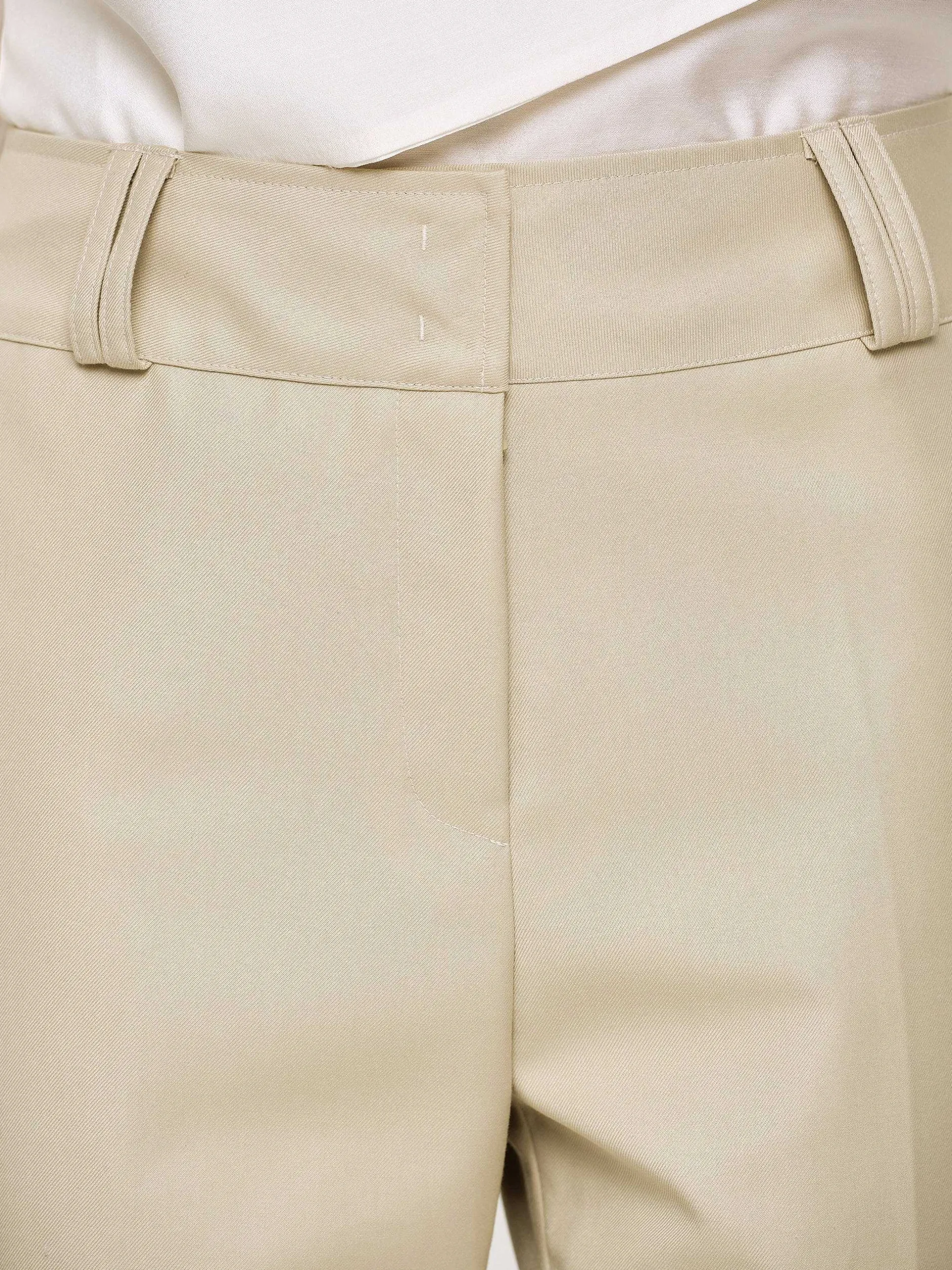 Frauen Source Unknown Unterteile<Gabardine-Hose Mit Geradem Bein, Beige