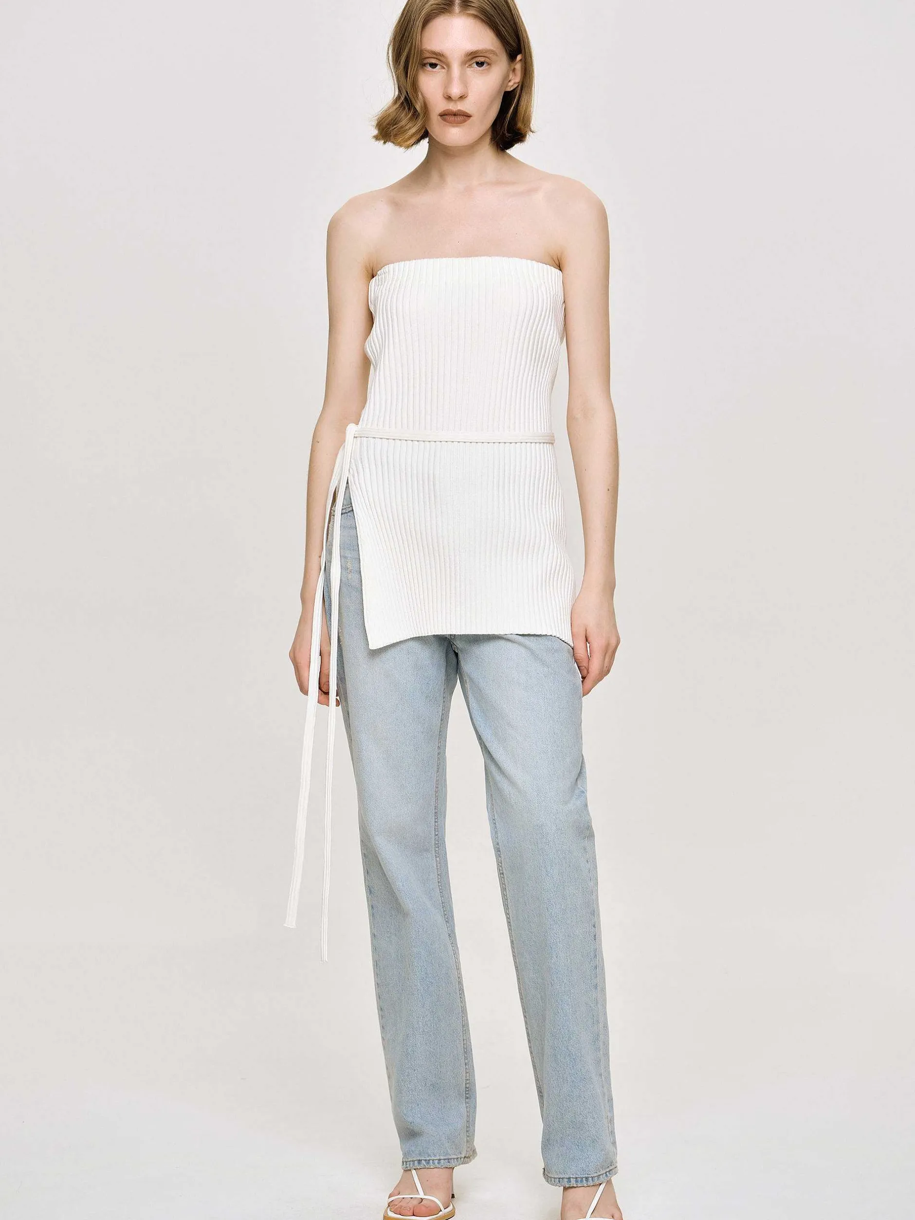 Frauen Source Unknown Kleidung<Gerade Jeans Im Used-Look, Helles Vintage-Blau