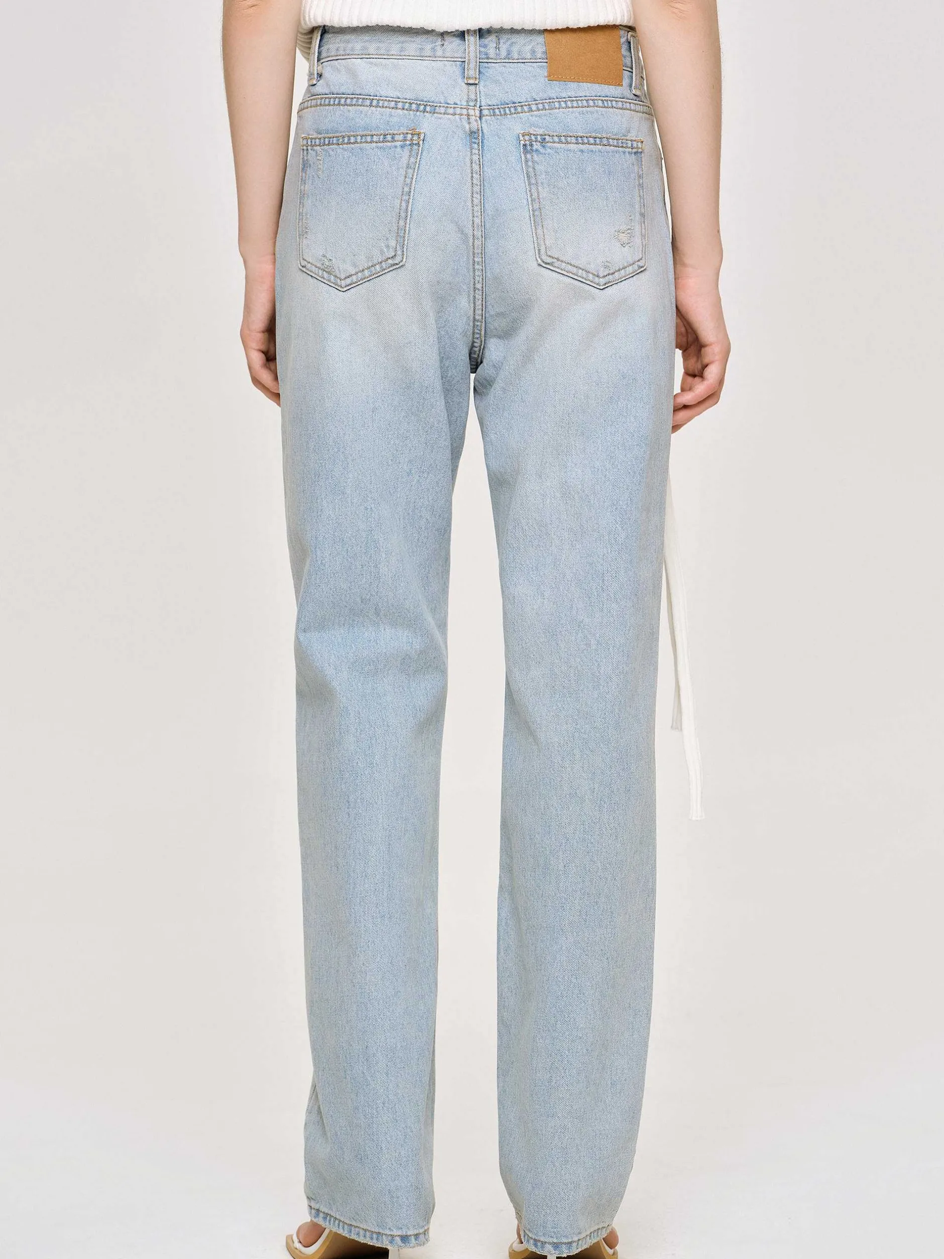 Frauen Source Unknown Denim<Gerade Jeans Im Used-Look, Helles Vintage-Blau