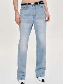 Frauen Source Unknown Kleidung<Gerade Jeans Mit Seitlichen Einsatzen, Hell Verwaschenes Blau