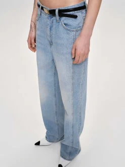 Frauen Source Unknown Kleidung<Gerade Jeans Mit Seitlichen Einsatzen, Hell Verwaschenes Blau