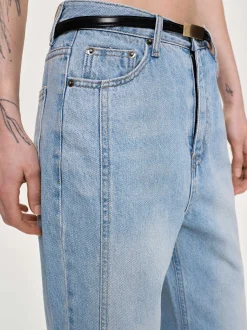 Frauen Source Unknown Kleidung<Gerade Jeans Mit Seitlichen Einsatzen, Hell Verwaschenes Blau