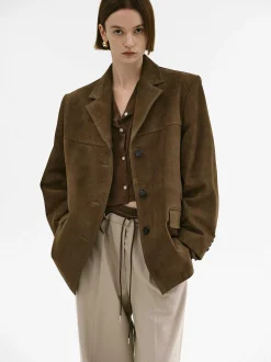 Frauen Source Unknown Zubehör<Hailey Lammfell-Blazer, Pekannuss