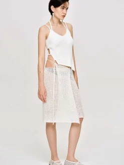 Frauen Source Unknown Koordinaten<Halbtransparenter Strickrock, Birke