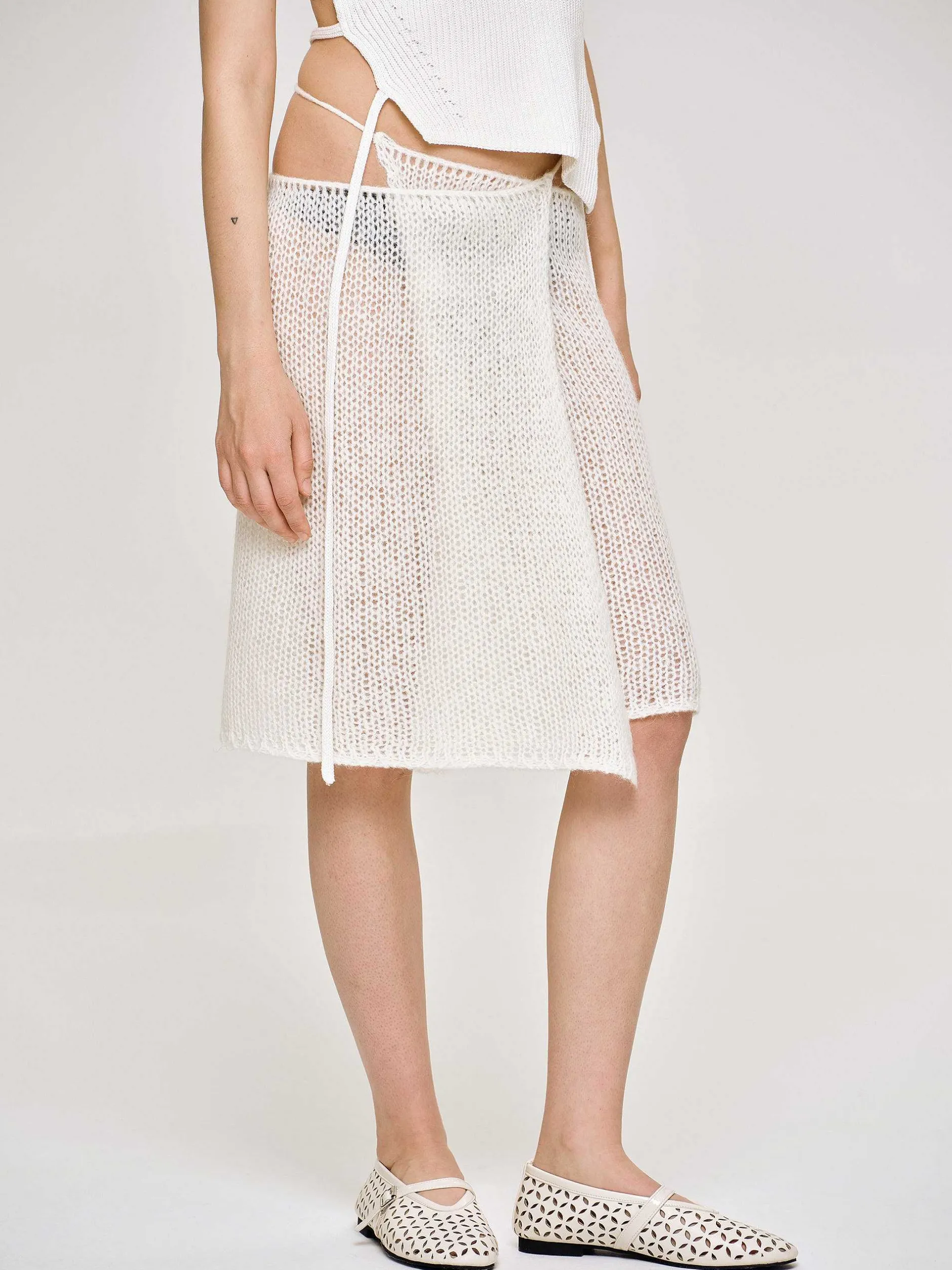 Frauen Source Unknown Unterteile<Halbtransparenter Strickrock, Birke