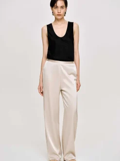 Frauen Source Unknown Zubehör<Hose Aus Satin-Krepp, Champagner