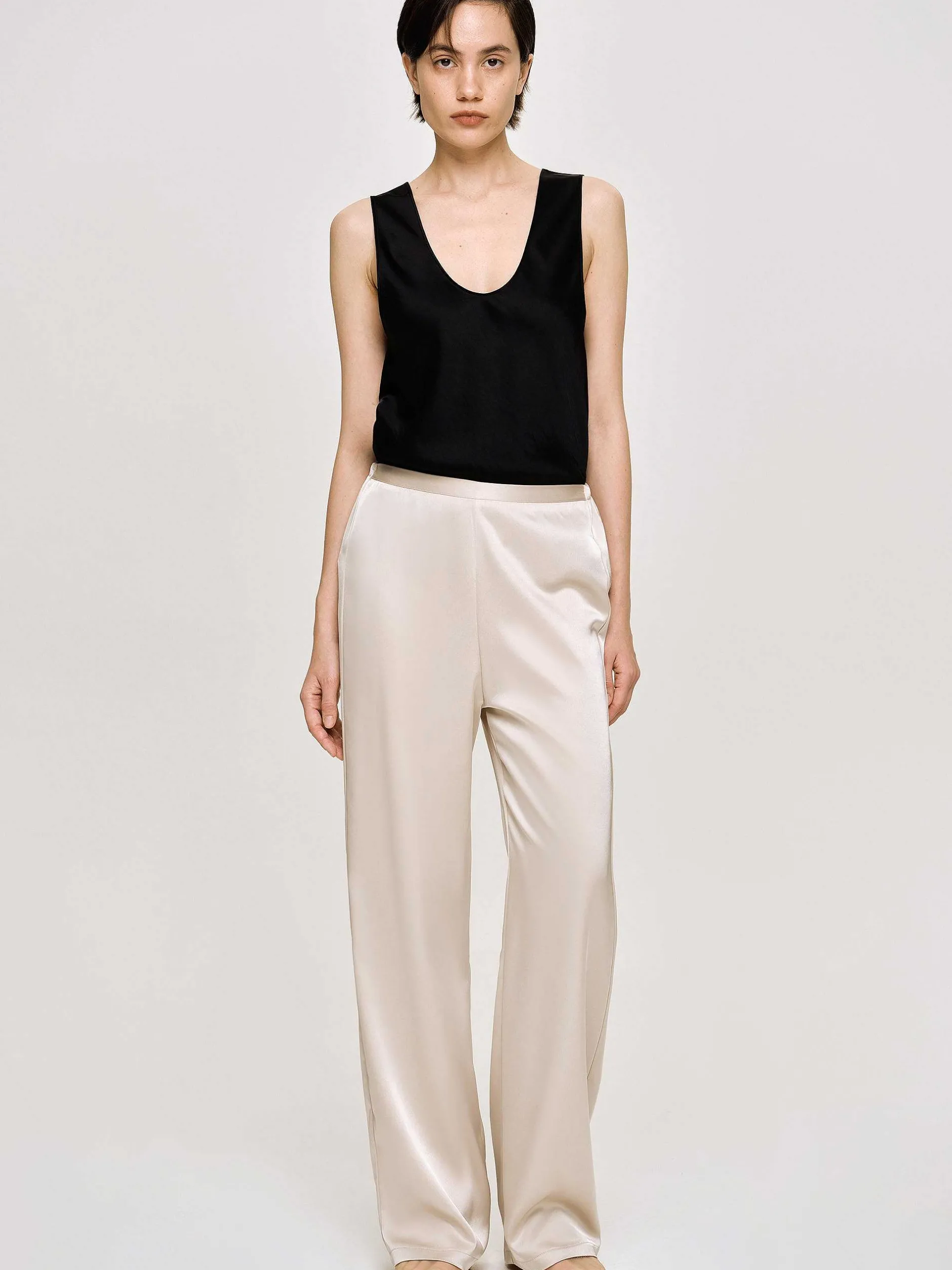Frauen Source Unknown Zubehör<Hose Aus Satin-Krepp, Champagner