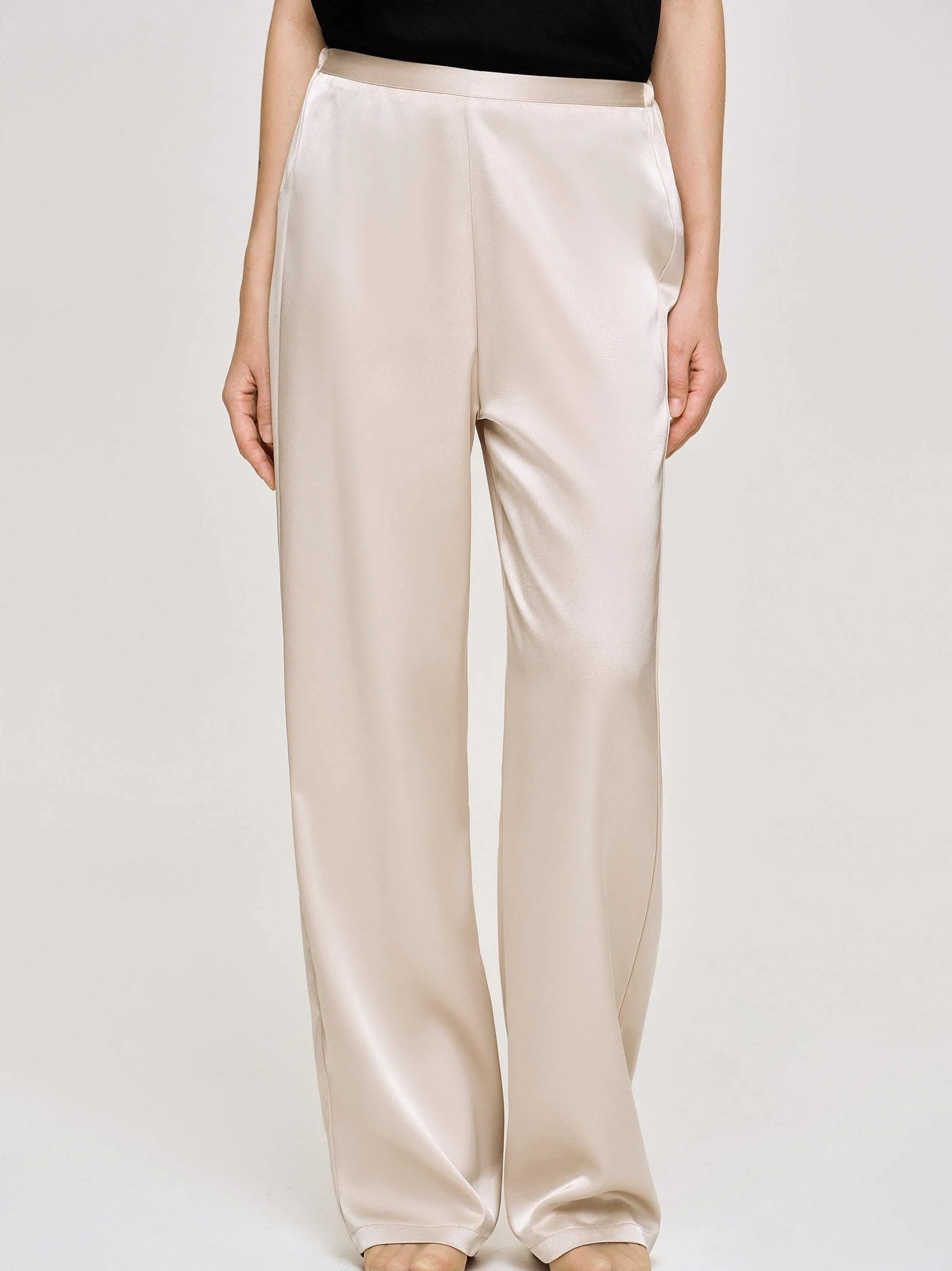 Frauen Source Unknown Zubehör<Hose Aus Satin-Krepp, Champagner
