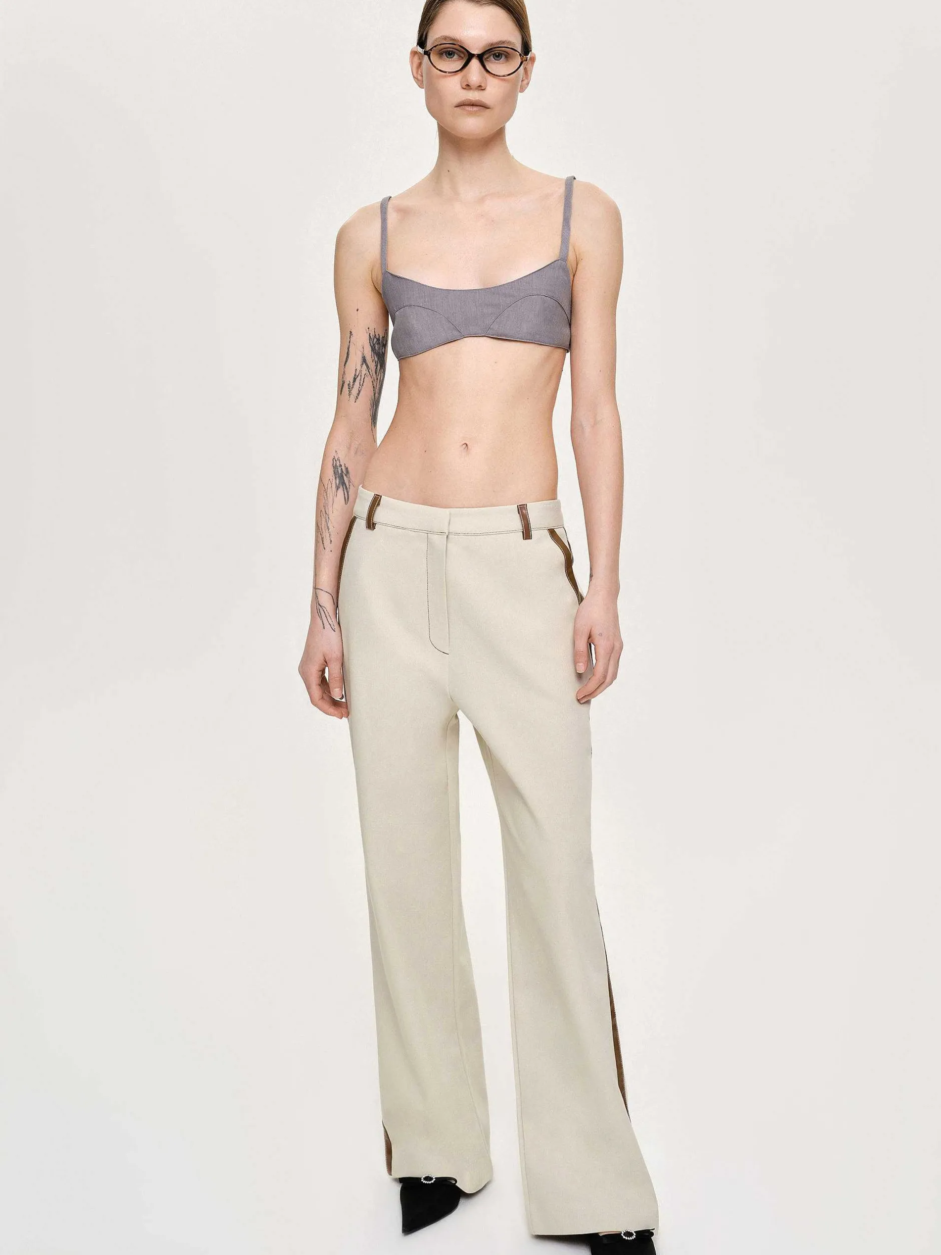 Frauen Source Unknown Kleidung<Hose Mit Lederbesatz, Canvas
