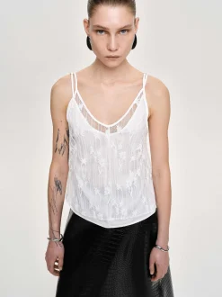 Frauen Source Unknown Oberteile<Intersia Blumen-Tanktop, Weis