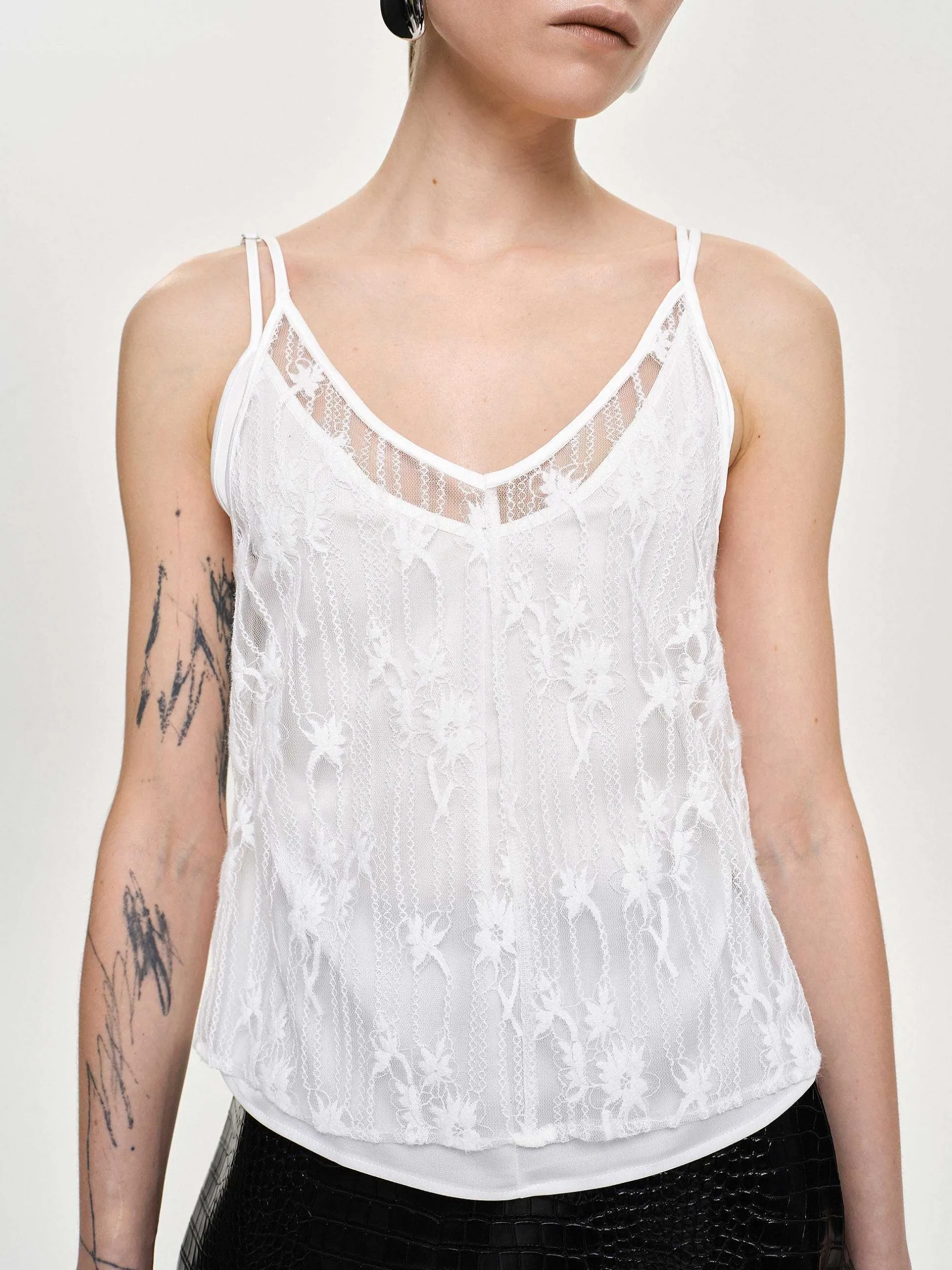 Frauen Source Unknown Oberteile<Intersia Blumen-Tanktop, Weis