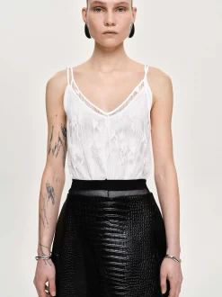 Frauen Source Unknown Kleidung<Intersia Blumen-Tanktop, Weis