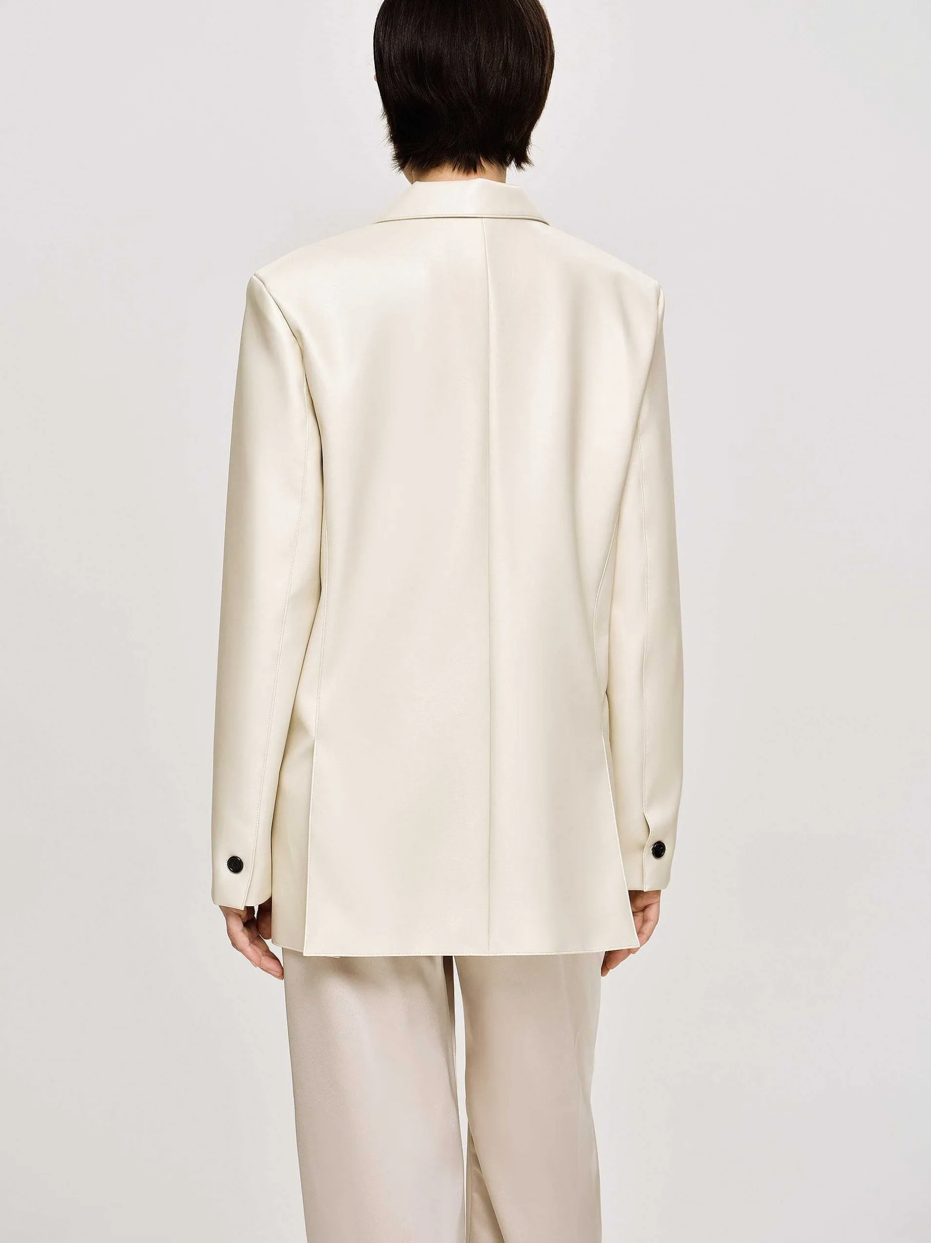 Frauen Source Unknown Kleidung<Jacke Mit Knopfen Aus Kunstleder, Warmes Beige