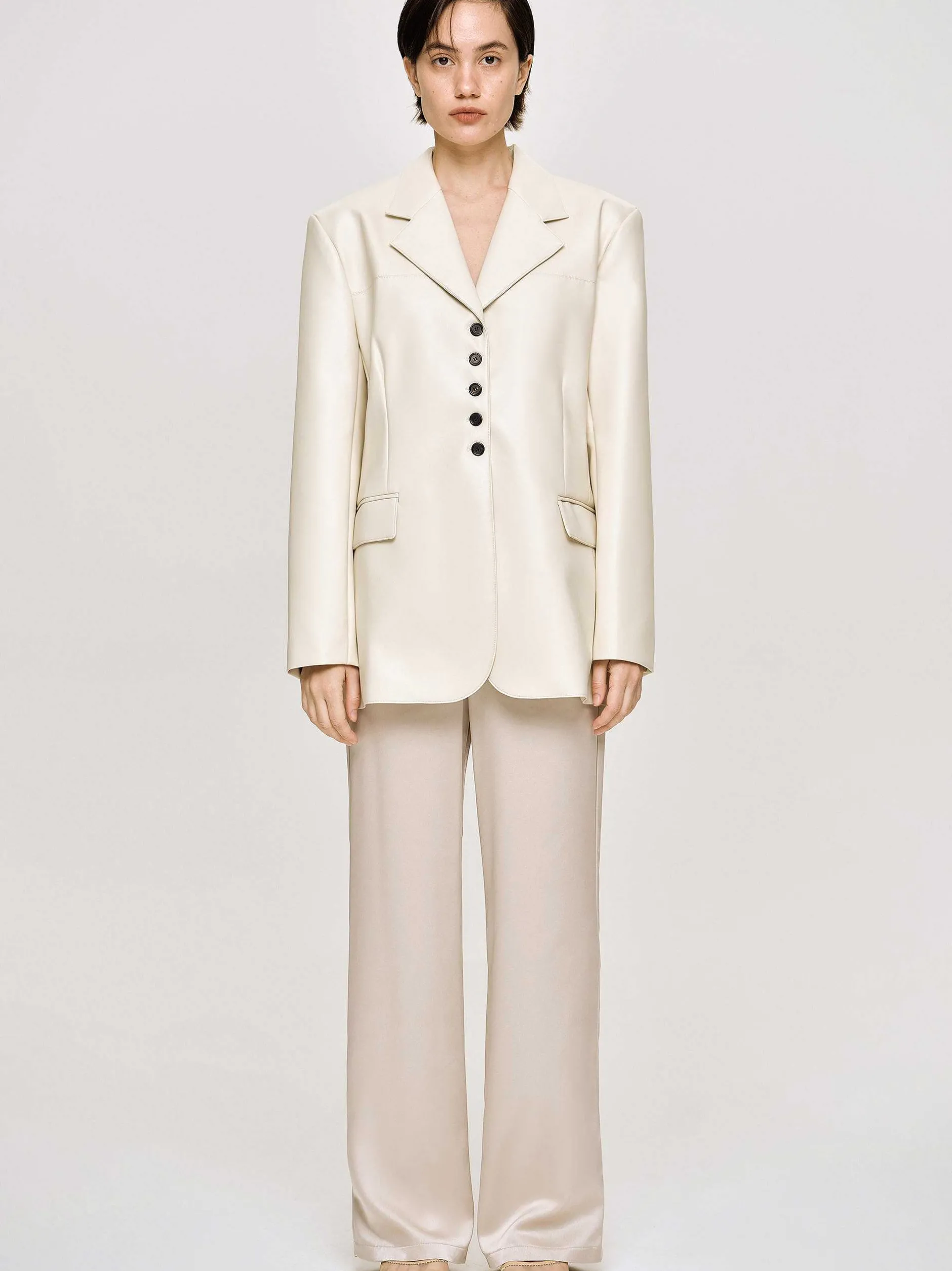 Frauen Source Unknown Kleidung<Jacke Mit Knopfen Aus Kunstleder, Warmes Beige