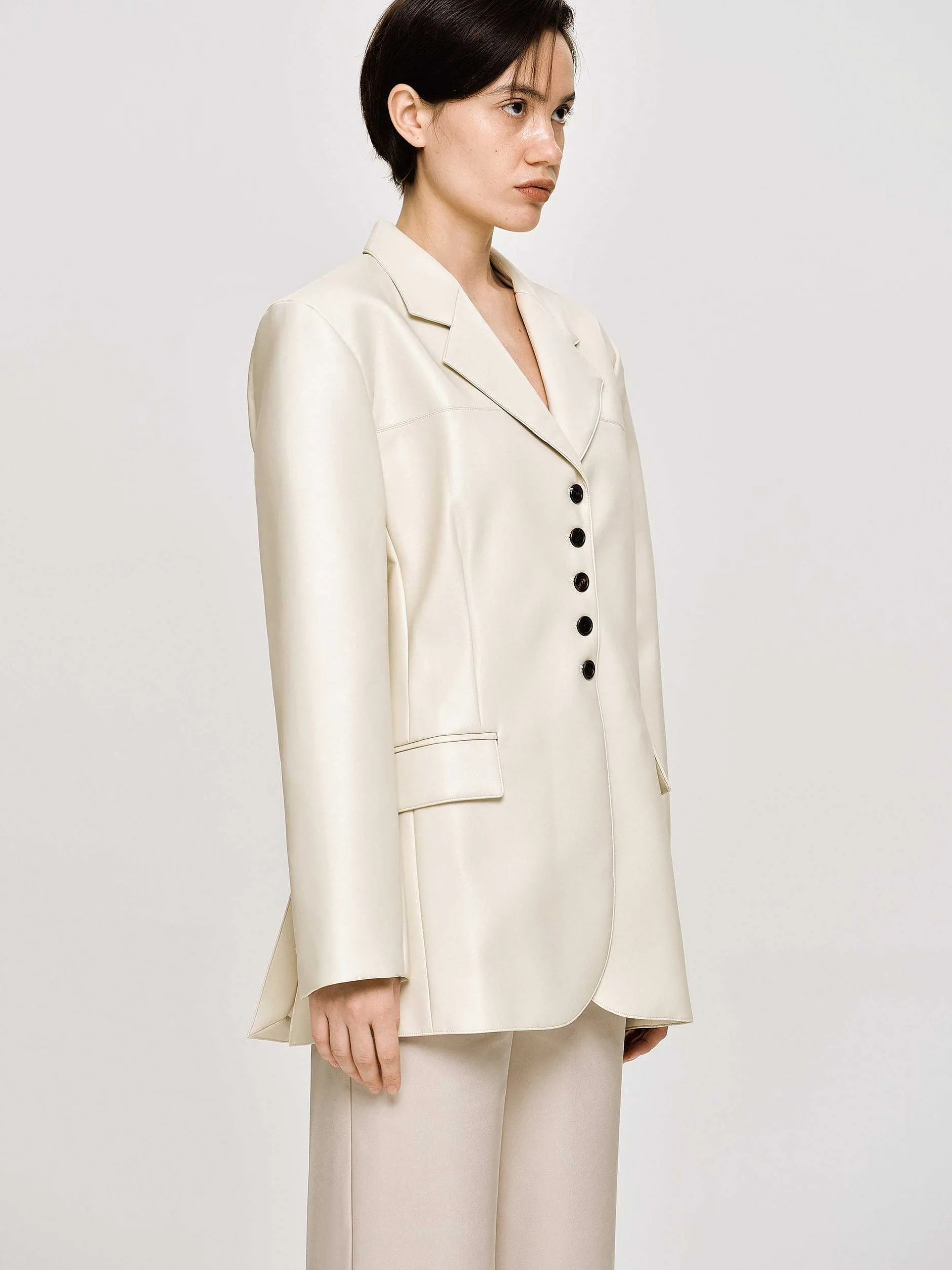 Frauen Source Unknown Kleidung<Jacke Mit Knopfen Aus Kunstleder, Warmes Beige
