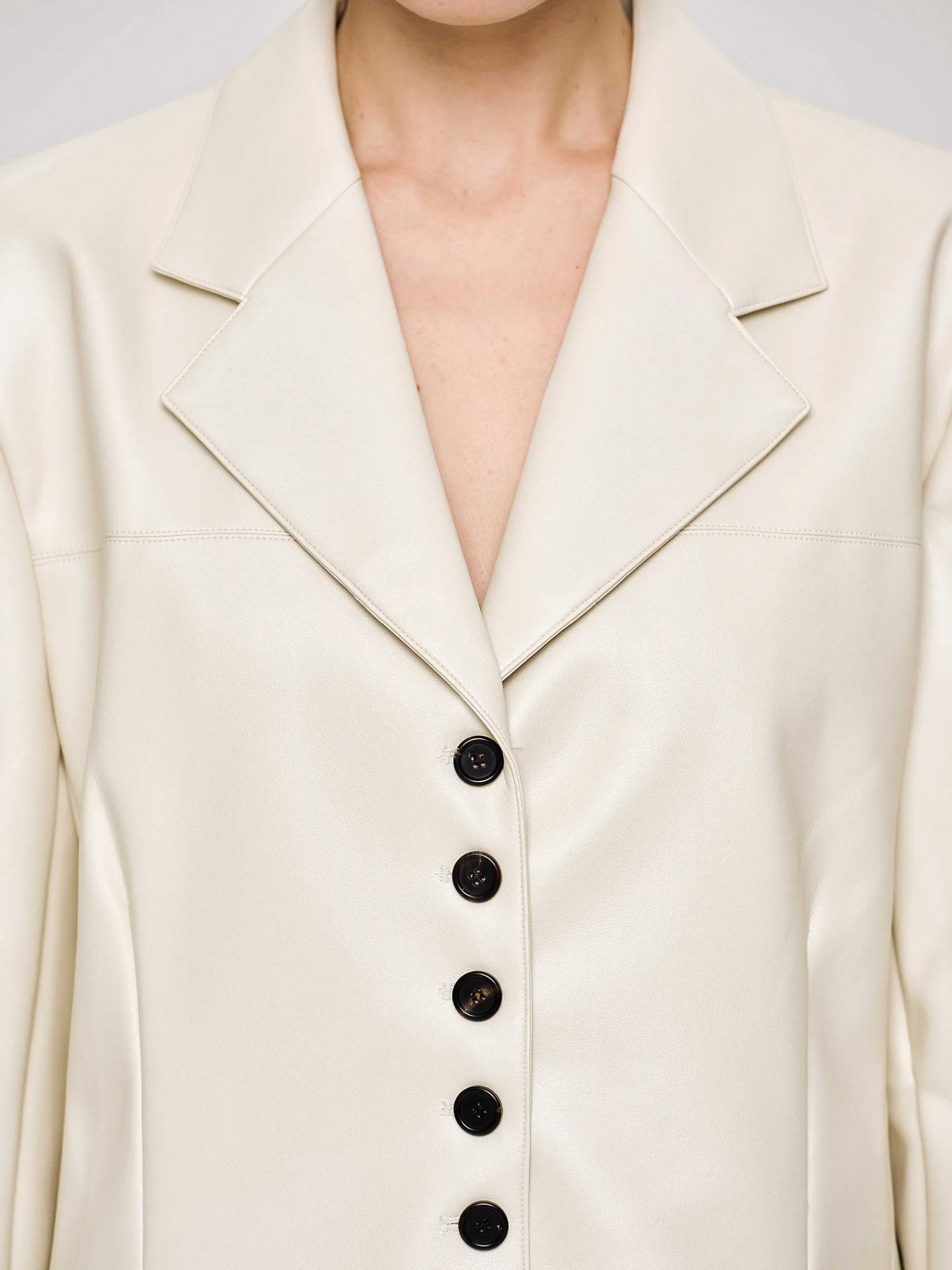 Frauen Source Unknown Kleidung<Jacke Mit Knopfen Aus Kunstleder, Warmes Beige