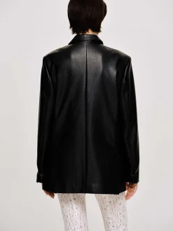 Frauen Source Unknown Kleidung<Jacke Mit Knopfen Aus Kunstleder, Schwarz