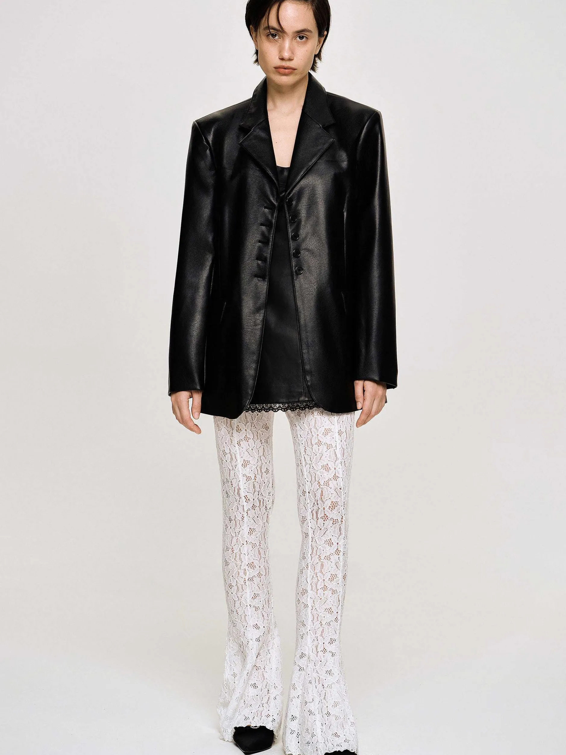 Frauen Source Unknown Kleidung<Jacke Mit Knopfen Aus Kunstleder, Schwarz
