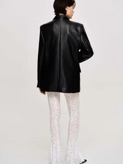 Frauen Source Unknown Kleidung<Jacke Mit Knopfen Aus Kunstleder, Schwarz