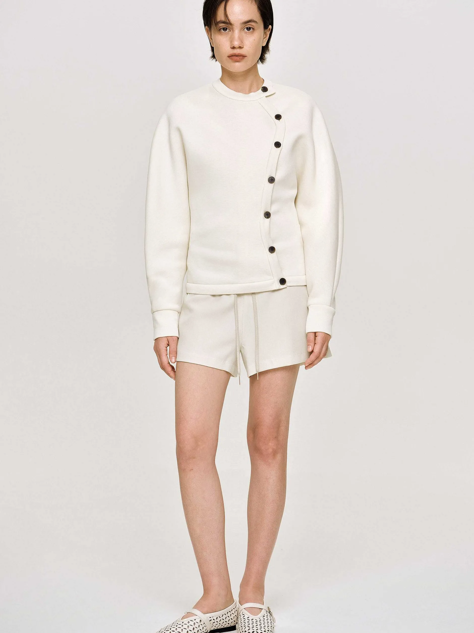 Frauen Source Unknown Zubehör<Jacke Mit Versetzten Knopfen, Creme