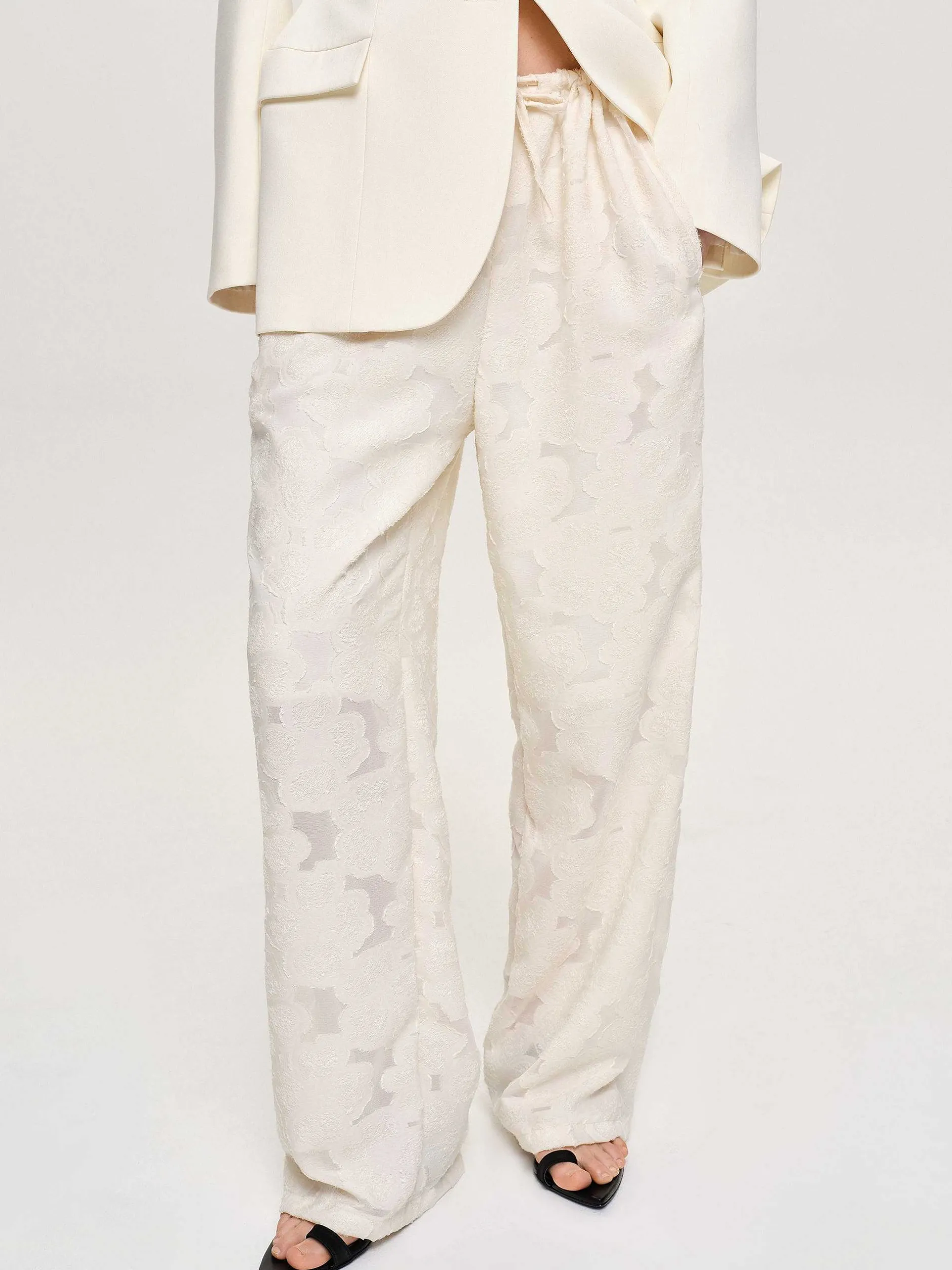 Frauen Source Unknown Kleidung<Jacquardhose Mit Kordelzug, Elfenbein
