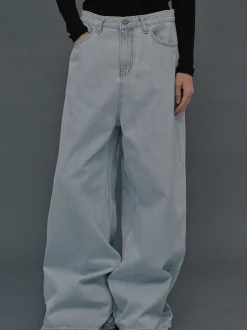 Frauen Source Unknown Kleidung<Jeans In Ubergrose, Hellblaue Waschung