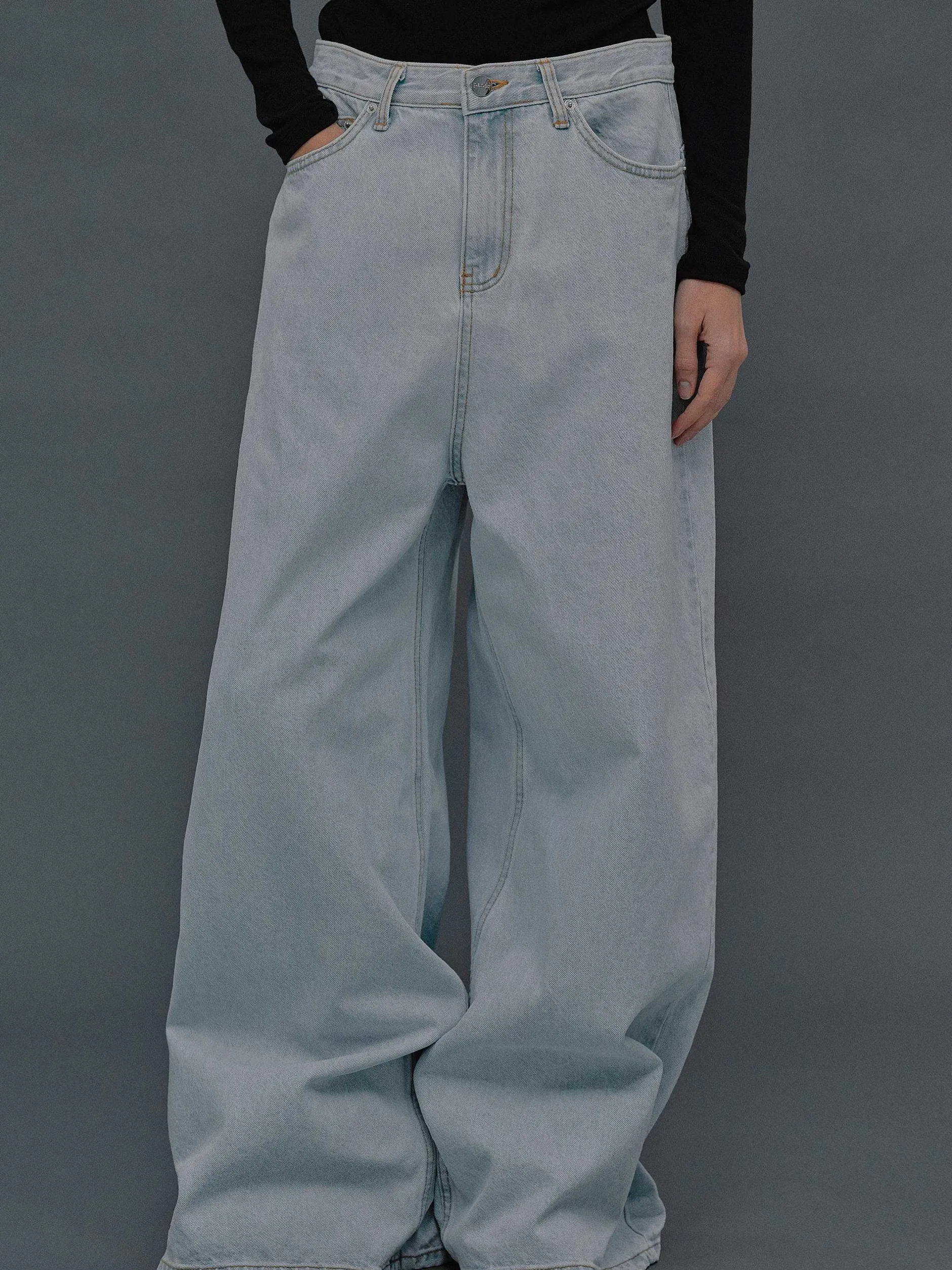 Frauen Source Unknown Kleidung<Jeans In Ubergrose, Hellblaue Waschung