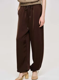 Frauen Source Unknown Kleidung<Jogginghose Aus Satin, Merlotrot