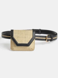 Frauen Source Unknown Schuhe & Taschen<Kleine Gurteltasche Aus Raffiabast, Natur