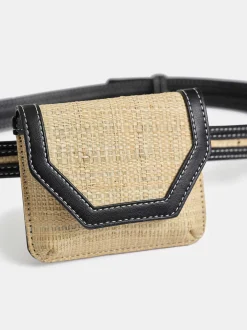 Frauen Source Unknown Schuhe & Taschen<Kleine Gurteltasche Aus Raffiabast, Natur