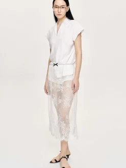 Frauen Source Unknown Kleidung<Kreppbluse Mit V-Ausschnitt, Weis