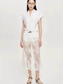Frauen Source Unknown Kleidung<Kreppbluse Mit V-Ausschnitt, Weis