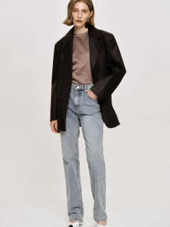 Frauen Source Unknown Kleidung<Lange Jeans Mit Hohem Bund, Aschblau