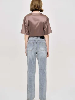 Frauen Source Unknown Kleidung<Lange Jeans Mit Hohem Bund, Aschblau