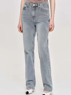 Frauen Source Unknown Kleidung<Lange Jeans Mit Hohem Bund, Aschblau