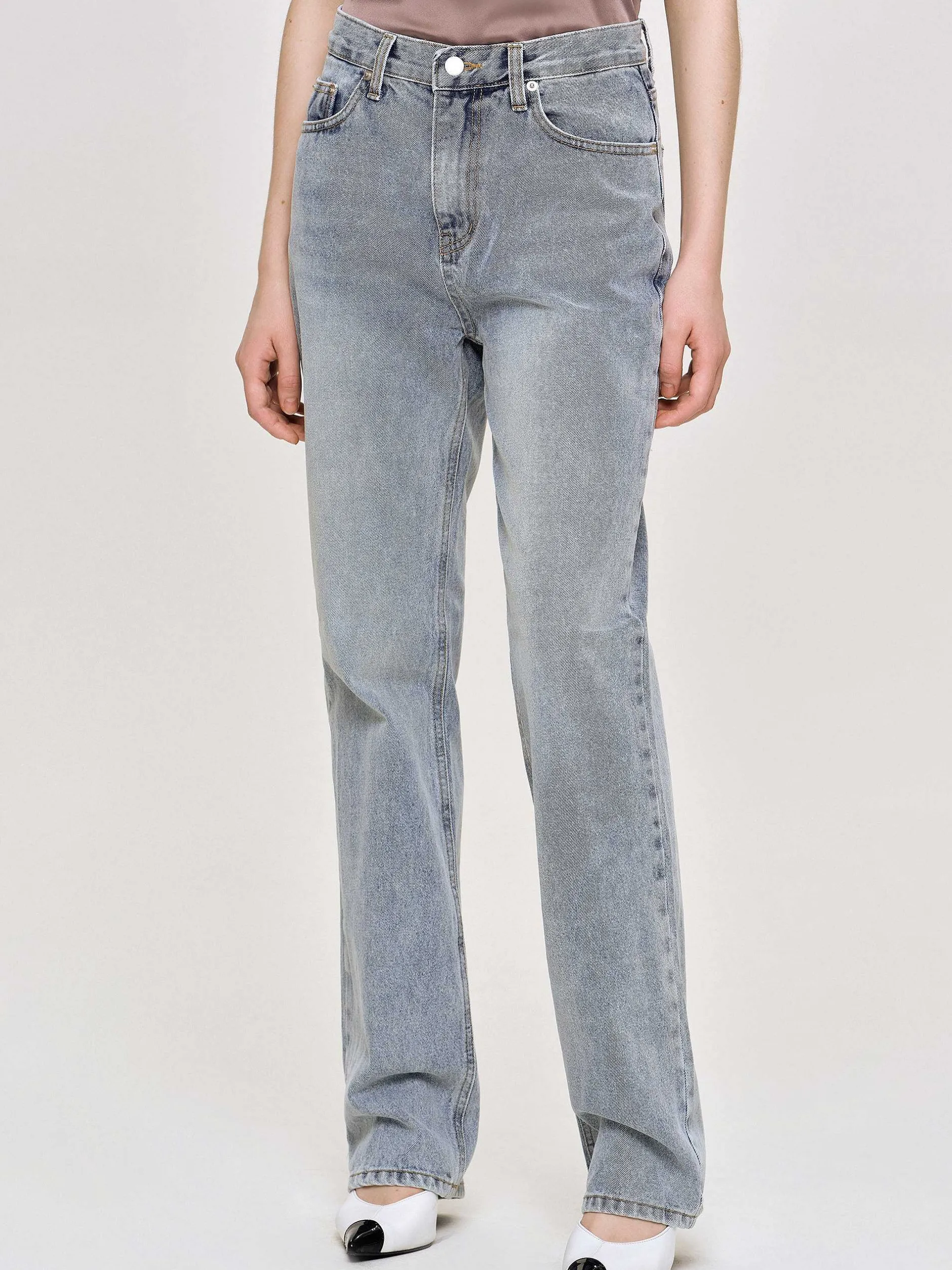 Frauen Source Unknown Kleidung<Lange Jeans Mit Hohem Bund, Aschblau