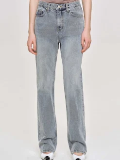 Frauen Source Unknown Denim<Lange Jeans Mit Hohem Bund, Aschblau