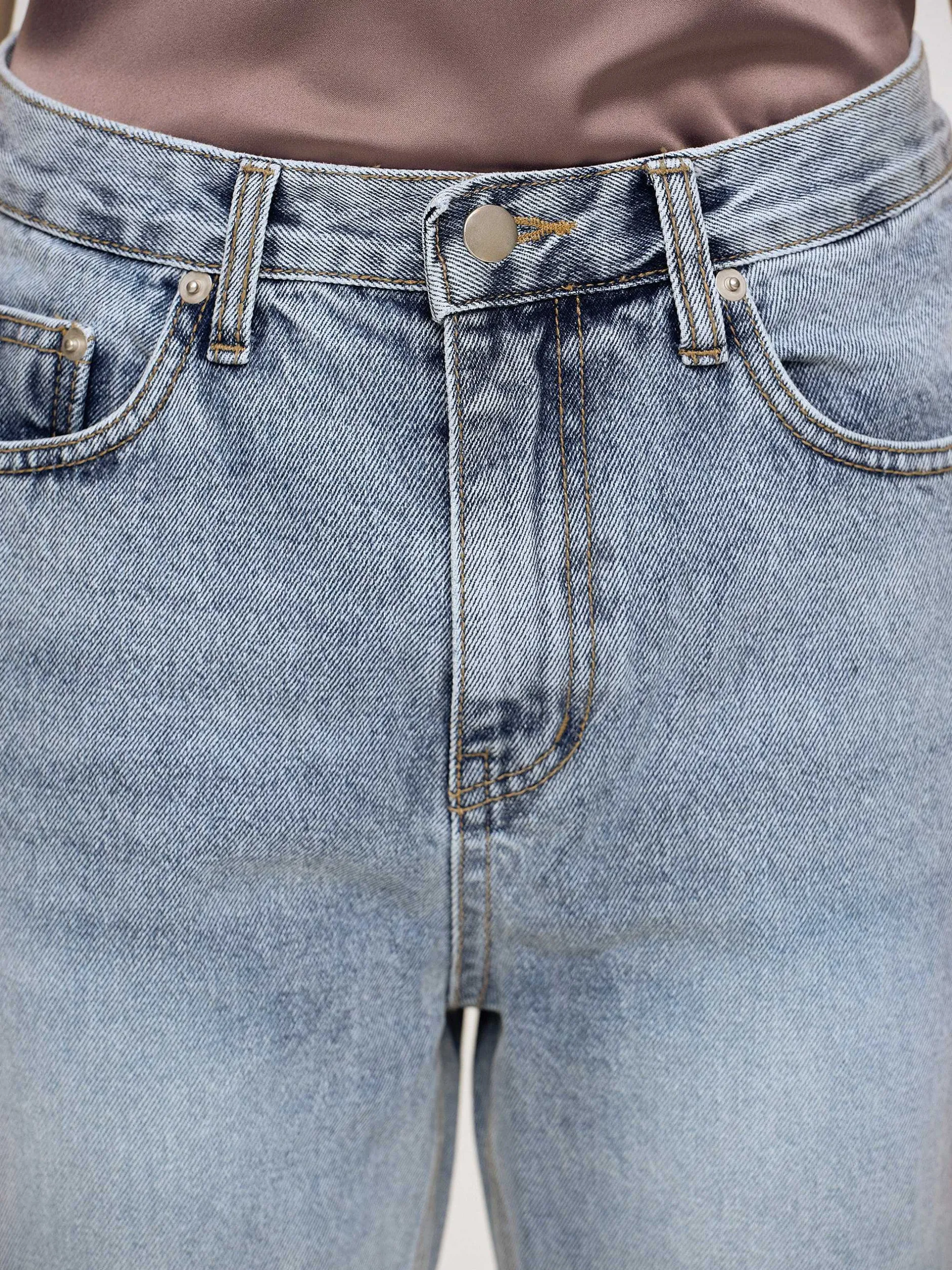 Frauen Source Unknown Denim<Lange Jeans Mit Hohem Bund, Aschblau