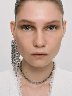 Frauen Source Unknown Zubehör<Lange Strass Ohrringe, Silber