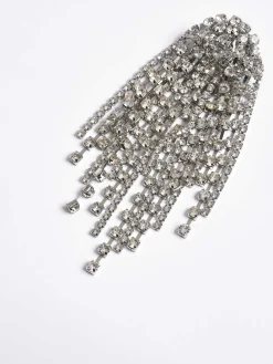 Frauen Source Unknown Zubehör<Lange Strass Ohrringe, Silber