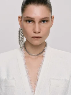 Frauen Source Unknown Kleidung<Lange Strass Ohrringe, Silber